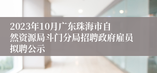 2023年10月广东珠海市自然资源局斗门分局招聘政府雇员拟聘公示