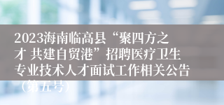 2023海南临高县“聚四方之才 共建自贸港”招聘医疗卫生专业技术人才面试工作相关公告（第五号）