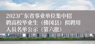 2023广东省事业单位集中招聘高校毕业生（佛冈县）拟聘用人员名单公示（第六批）