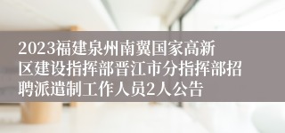 2023福建泉州南翼国家高新区建设指挥部晋江市分指挥部招聘派遣制工作人员2人公告