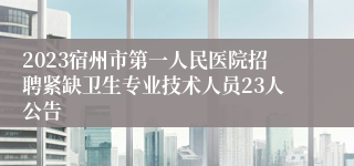 2023宿州市第一人民医院招聘紧缺卫生专业技术人员23人公告