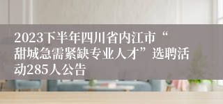 2023下半年四川省内江市“甜城急需紧缺专业人才”选聘活动285人公告