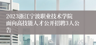 2023浙江宁波职业技术学院面向高技能人才公开招聘3人公告