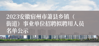 2023安徽宿州市萧县乡镇（街道）事业单位招聘拟聘用人员名单公示