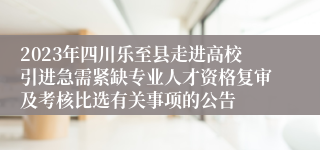 2023年四川乐至县走进高校引进急需紧缺专业人才资格复审及考核比选有关事项的公告