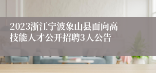 2023浙江宁波象山县面向高技能人才公开招聘3人公告