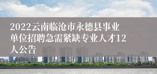 2022云南临沧市永德县事业单位招聘急需紧缺专业人才12人公告