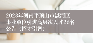 2023年河南平顶山市湛河区事业单位引进高层次人才26名公告（招才引智）