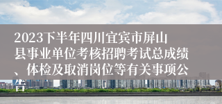 2023下半年四川宜宾市屏山县事业单位考核招聘考试总成绩、体检及取消岗位等有关事项公告