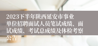 2023下半年陕西延安市事业单位招聘面试人员笔试成绩、面试成绩、考试总成绩及体检考察公告