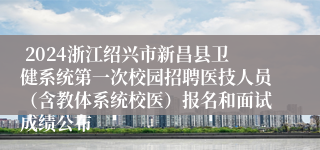  2024浙江绍兴市新昌县卫健系统第一次校园招聘医技人员（含教体系统校医）报名和面试成绩公布