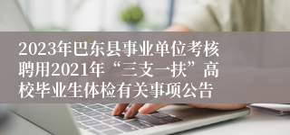 2023年巴东县事业单位考核聘用2021年“三支一扶”高校毕业生体检有关事项公告