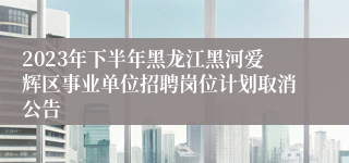 2023年下半年黑龙江黑河爱辉区事业单位招聘岗位计划取消公告