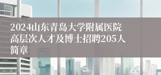 2024山东青岛大学附属医院高层次人才及博士招聘205人简章