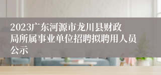 2023广东河源市龙川县财政局所属事业单位招聘拟聘用人员公示