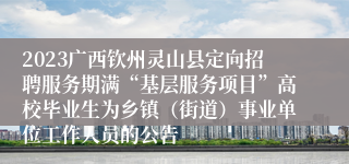 2023广西钦州灵山县定向招聘服务期满“基层服务项目”高校毕业生为乡镇（街道）事业单位工作人员的公告