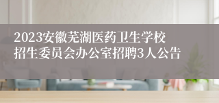 2023安徽芜湖医药卫生学校招生委员会办公室招聘3人公告