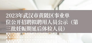 2023年武汉市黄陂区事业单位公开招聘拟聘用人员公示（第三批妊娠期延后体检人员）
											
											时间：2023-11-23