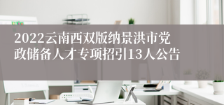 2022云南西双版纳景洪市党政储备人才专项招引13人公告