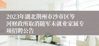 2023年湖北荆州市沙市区岑河财政所取消随军未就业家属专项招聘公告