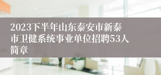 2023下半年山东泰安市新泰市卫健系统事业单位招聘53人简章