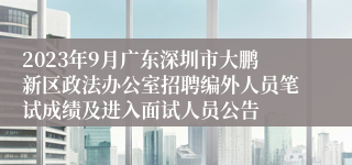 2023年9月广东深圳市大鹏新区政法办公室招聘编外人员笔试成绩及进入面试人员公告