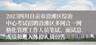 2023四川自贡市沿滩区综治中心考试招聘沿滩区多网合一网格化管理工作人员笔试、面试总成绩和进入体检人员公告