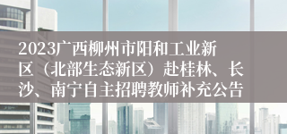 2023广西柳州市阳和工业新区（北部生态新区）赴桂林、长沙、南宁自主招聘教师补充公告