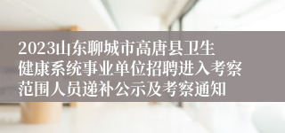 2023山东聊城市高唐县卫生健康系统事业单位招聘进入考察范围人员递补公示及考察通知