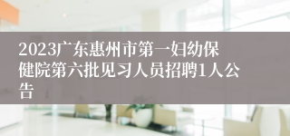 2023广东惠州市第一妇幼保健院第六批见习人员招聘1人公告