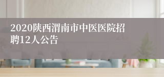 2020陕西渭南市中医医院招聘12人公告