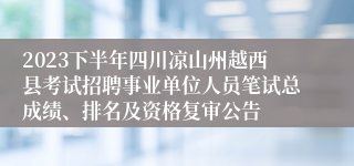 2023下半年四川凉山州越西县考试招聘事业单位人员笔试总成绩、排名及资格复审公告