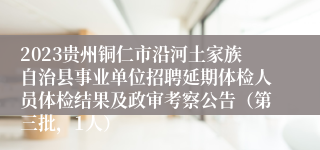 2023贵州铜仁市沿河土家族自治县事业单位招聘延期体检人员体检结果及政审考察公告（第三批，1人）