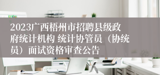 2023广西梧州市招聘县级政府统计机构 统计协管员（协统员）面试资格审查公告