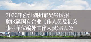 2023年浙江湖州市吴兴区招聘区属国有企业工作人员及机关事业单位编外工作人员38人公告