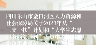 四川乐山市金口河区人力资源和社会保障局关于2023年从“三支一扶”计划和“大学生志愿服务西部计划”人员中考核招聘乡镇事业单位工作人员