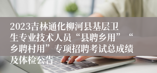 2023吉林通化柳河县基层卫生专业技术人员“县聘乡用”“乡聘村用”专项招聘考试总成绩及体检公告