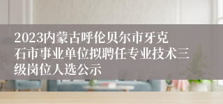 2023内蒙古呼伦贝尔市牙克石市事业单位拟聘任专业技术三级岗位人选公示