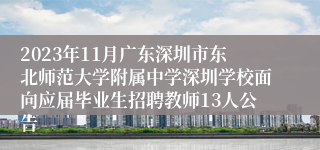 2023年11月广东深圳市东北师范大学附属中学深圳学校面向应届毕业生招聘教师13人公告