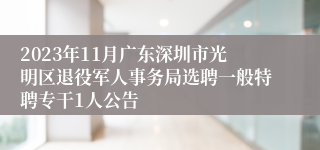 2023年11月广东深圳市光明区退役军人事务局选聘一般特聘专干1人公告