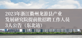 2023年浙江衢州龙游县产业发展研究院提前批招聘工作人员3人公告（东北站）