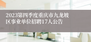 2023第四季度重庆市九龙坡区事业单位招聘17人公告