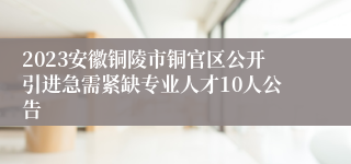 2023安徽铜陵市铜官区公开引进急需紧缺专业人才10人公告