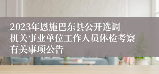 2023年恩施巴东县公开选调机关事业单位工作人员体检考察有关事项公告