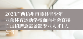 2023广西梧州市藤县青少年业余体育运动学校面向社会直接面试招聘急需紧缺专业人才1人公告