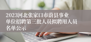 2023河北张家口市蔚县事业单位招聘第三批人员拟聘用人员名单公示