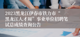 2023黑龙江伊春市铁力市“黑龙江人才周”事业单位招聘笔试总成绩查询公告