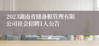 2023湖南省储备粮管理有限公司社会招聘1人公告