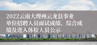 2022云南大理州云龙县事业单位招聘人员面试成绩、综合成绩及进入体检人员公示