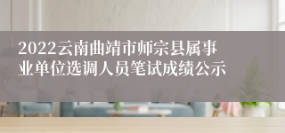 2022云南曲靖市师宗县属事业单位选调人员笔试成绩公示